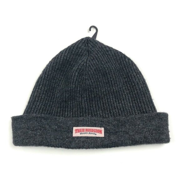 True Religion World Tour Unisex Gray Wool Winter Beanie Hat Skull Cap OSFA - Picture 6 of 10